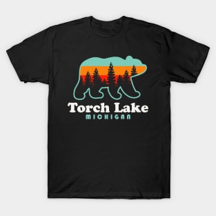 Torch Lake Beach Vacation Michigan Bear Trees T-Shirt